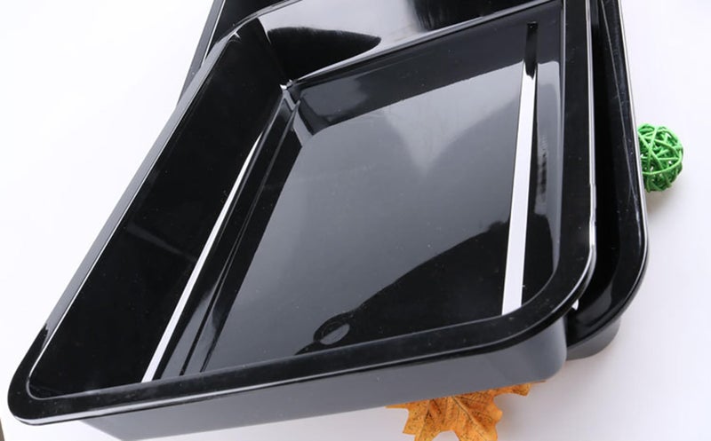 OMEM Reptile Drinking Tray - Large Water Dish Plastics Plate for Turtles, Small Reptiles, Ball Pythons, Lizards, and Snake Cages Bowl (L=35.4 x 5.3 x 26.3cm, Black) - Image 2